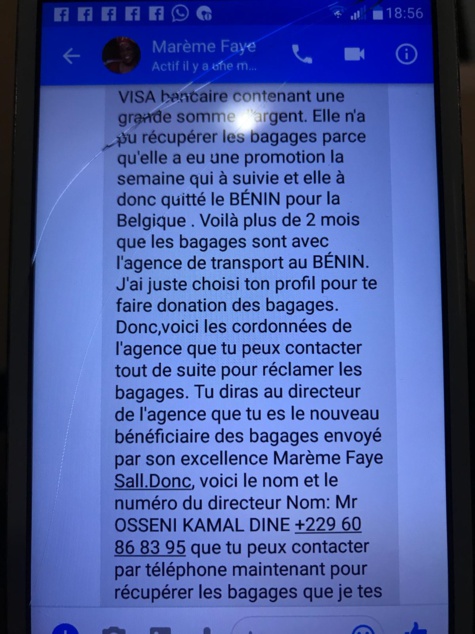 Des arnaqueurs au profil de Marième Faye Sall au Bénin, regardez et faîtes attention !