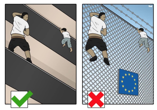 "Mon dessin tente de souligner l'hypocrisie des Européens", nous dit le dessinateur Tjeerd Royaards. "Mon dessin tente de souligner l'hypocrisie des Européens", nous dit le dessinateur Tjeerd Royaards.