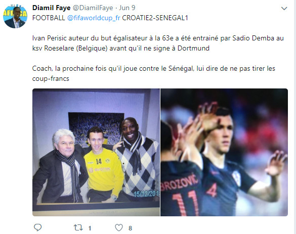 Le tweet de Djamil Faye sur le Croate