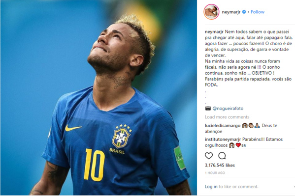 Neymar explique pourquoi il a pleuré à la fin de Brésil-Costa Rica