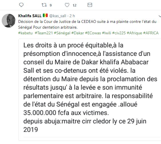 Saisine Cour de justice de la CEDEAO par Khalifa Sall : l'avocat Ciré Clédor Ly donne le verdict d'Abuja