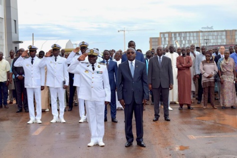 IMAGES - Cérémonie de levée des couleurs avec la Marine nationale, au Ministère de la Pêche à Diamniadio