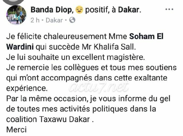 Humilié, Banda Diop gèle ses activités à Taxawu Dakar Humilié, Banda Diop gèle ses activités à Taxawu Dakar