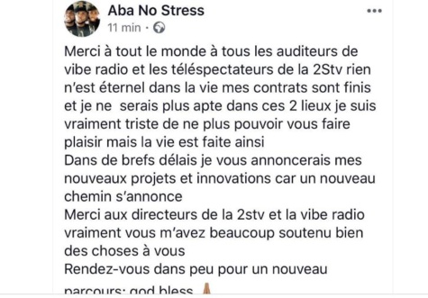 Abba no stress quitte le 2STV et Vibe radio pour...