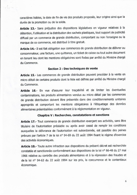  Décret 2018 1888 réglementant les commerces de grande distribution au Sénégal (document)