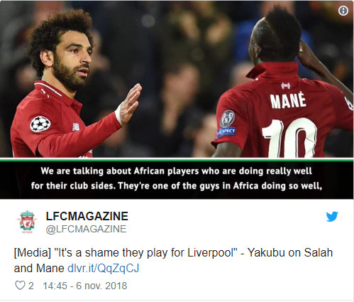 Yakubu: « Sadio Mané et Mohammed Salah sont les meilleurs joueurs africains… »