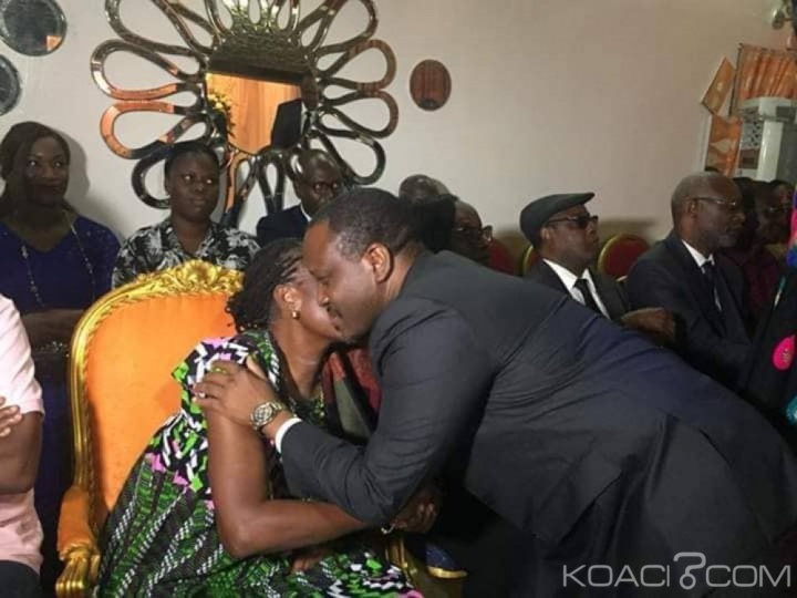 Le président du Parlement ivoirien Guillaume Soro faisant l'accolade à l'ex-Première Dame de Côte d'Ivoire Simone Gbagbo