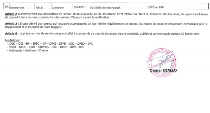 Le DG de la DOUANE secoue encore le cocotier !