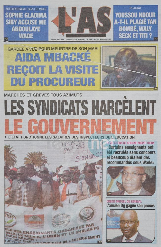 Voici les UNES des journaux du mardi 04 Décembre 2018 www.leral.net