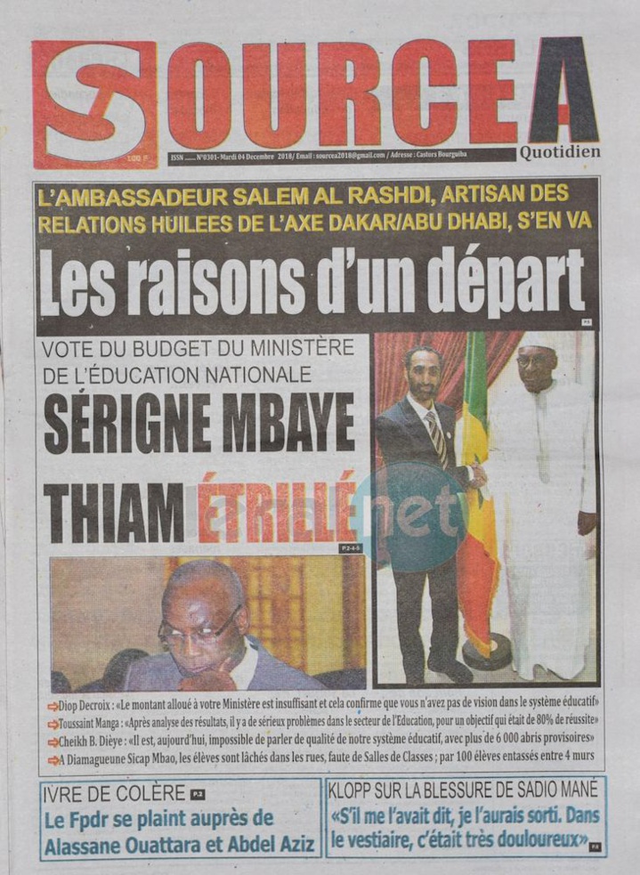 Voici les UNES des journaux du mardi 04 Décembre 2018 www.leral.net