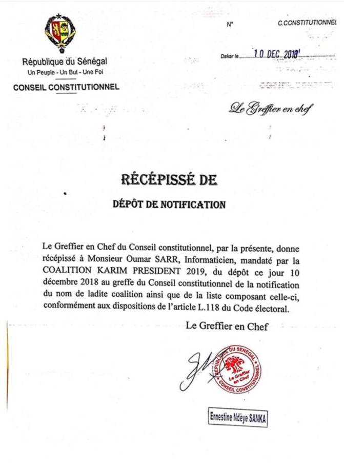 Urgent : Karim Wade a reçu son récépissé !