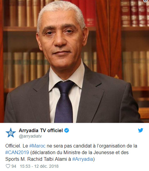 Organisation Can 2019: le Maroc ne sera pas candidat