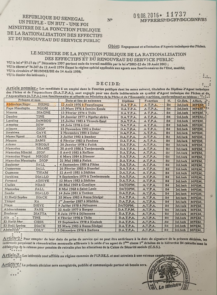 La vraie histoire sur le recrutement dit « politique » des agents de la Pêche  