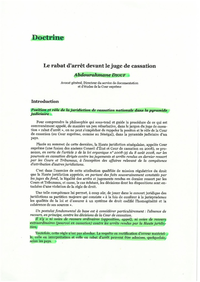 La Cour suprême confirme que le rabat d’arrêt est suspensif  (par Seybani Sougou)