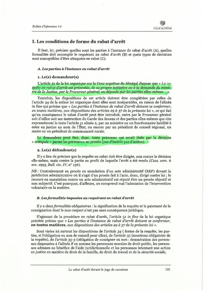 La Cour suprême confirme que le rabat d’arrêt est suspensif  (par Seybani Sougou)