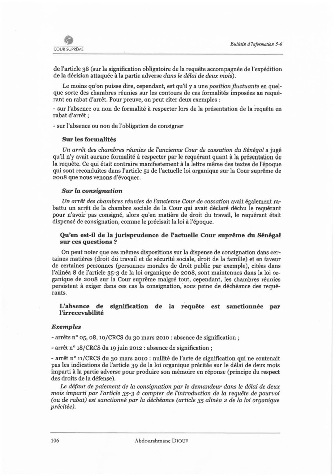 La Cour suprême confirme que le rabat d’arrêt est suspensif  (par Seybani Sougou)