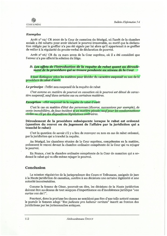 La Cour suprême confirme que le rabat d’arrêt est suspensif  (par Seybani Sougou)