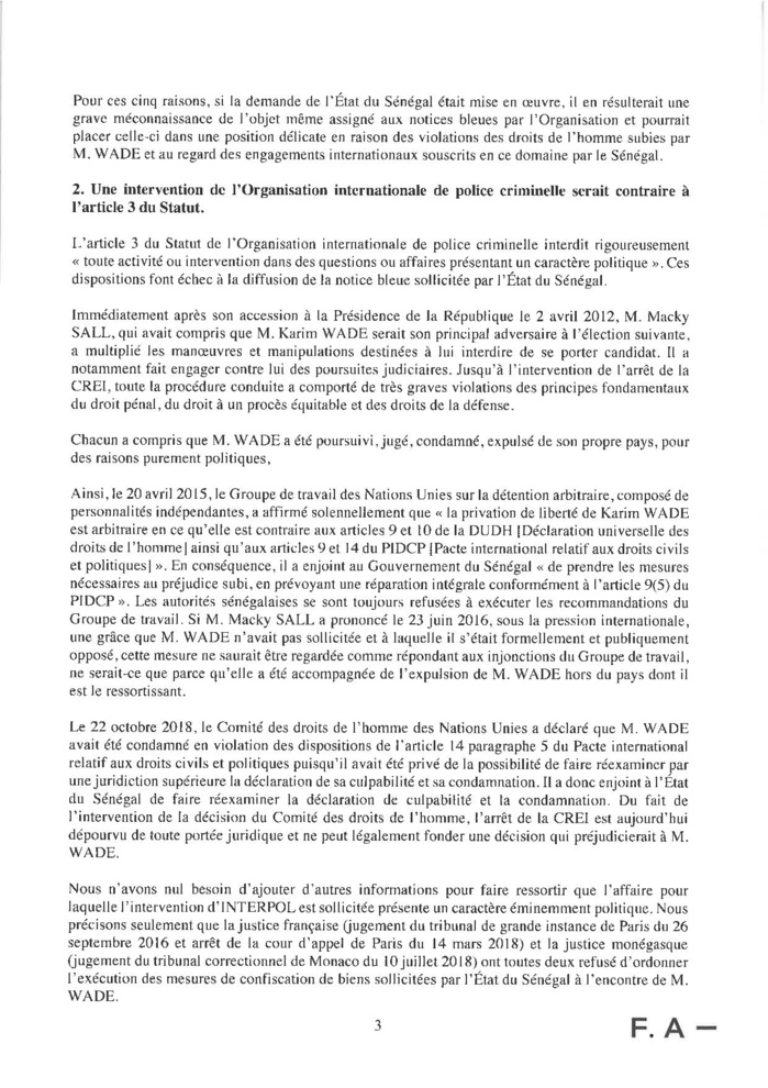 URGENT : La lettre des avocats de Karim Wade à Interpol