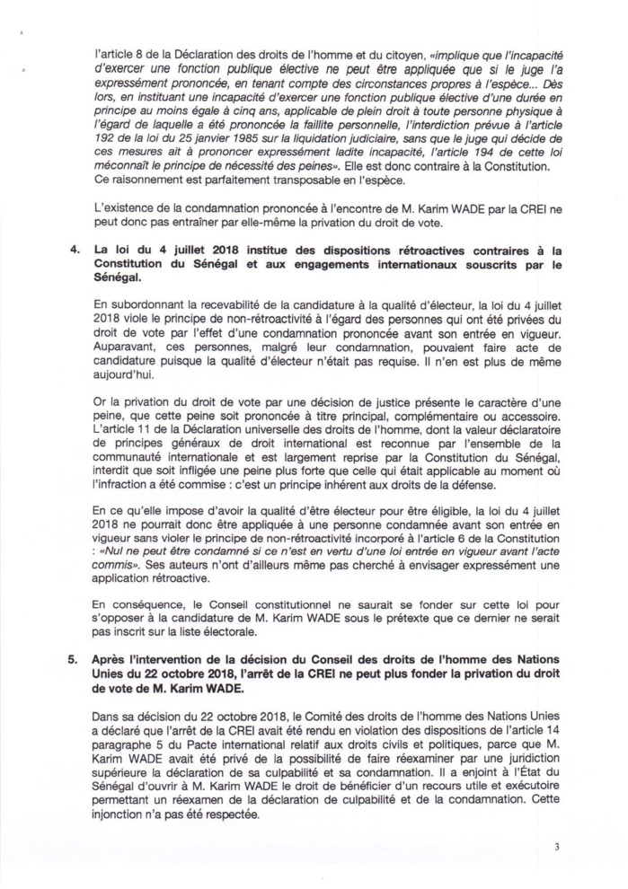 Candidature de Karim Wade: D’éminents juristes nationaux et internationaux écrivent au conseil constitutionnel Candidature de Karim Wade: D’éminents juristes nationaux et internationaux écrivent au conseil constitutionnel
