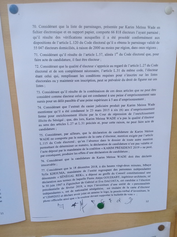 Rejet des candidatures de Khalifa Sall et de Karim Wade: Voici les motifs avancés par le Conseil Constitutionnel Rejet des candidatures de Khalifa Sall et de Karim Wade: Voici les motifs avancés par le Conseil Constitutionnel