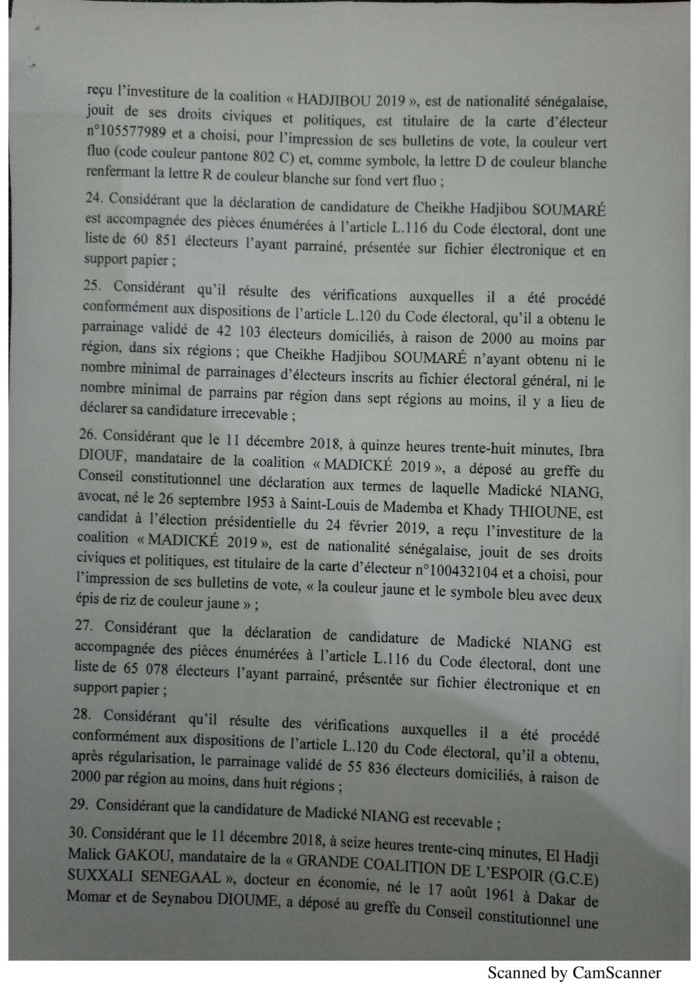 L'intégralité de la décision du Conseil constitutionnel à propos de la liste des candidats de la présidentielle 2019 (document)
