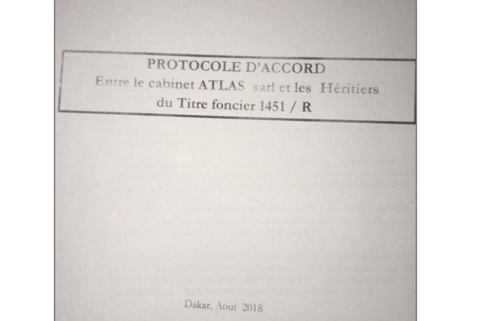 Protocole d'accord entre le cabinet ATLAS sarl et les Héritiers du titre foncier 1451/R (documents)