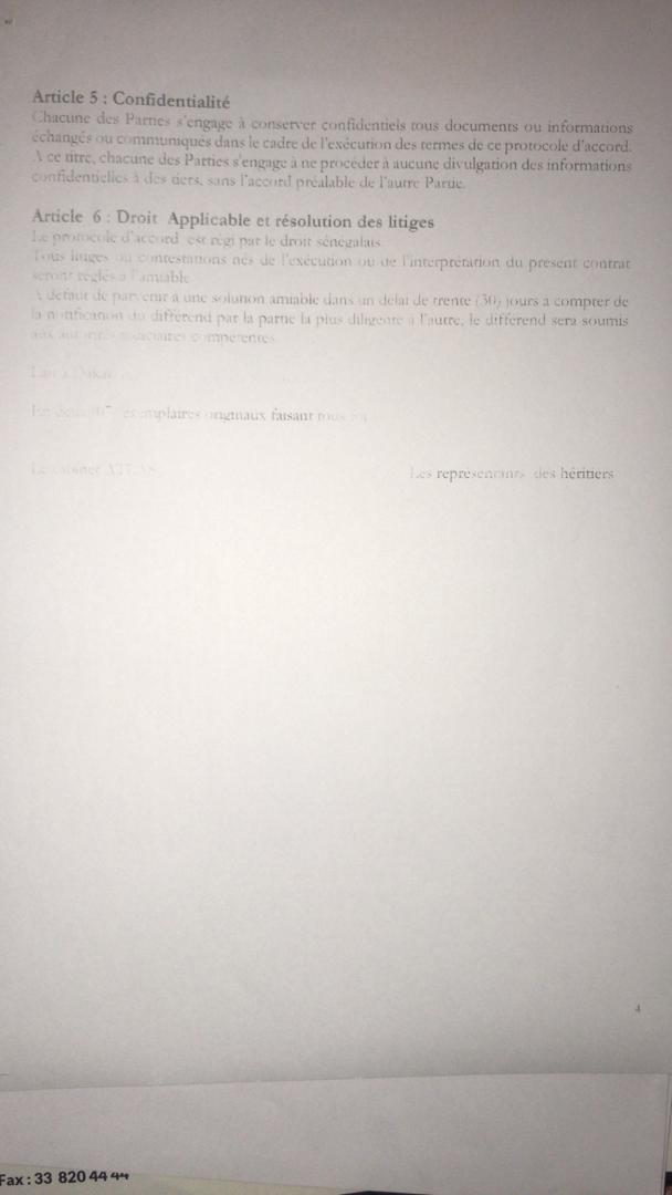 Protocole d'accord entre le cabinet ATLAS sarl et les Héritiers du titre foncier 1451/R (documents) Protocole d'accord entre le cabinet ATLAS sarl et les Héritiers du titre foncier 1451/R (documents)