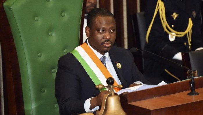 Le président de l'Assemblée nationale ivoirienne, Guillaume Soro, prononçant le discours de clôture de la seconde session plénière parlementaire à Abidjan, le 18 décembre 2015. © SIA KAMBOU / AFP