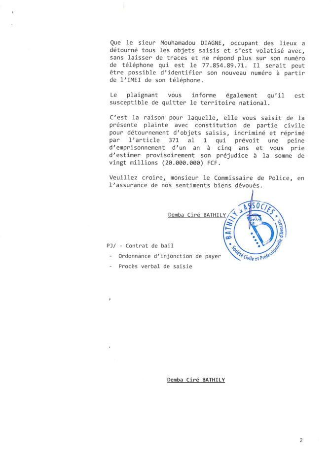 Poursuivi pour 40 millions FCFA : Mouhamadou Mouctar Diagne visé par une nouvelle plainte ( Document )