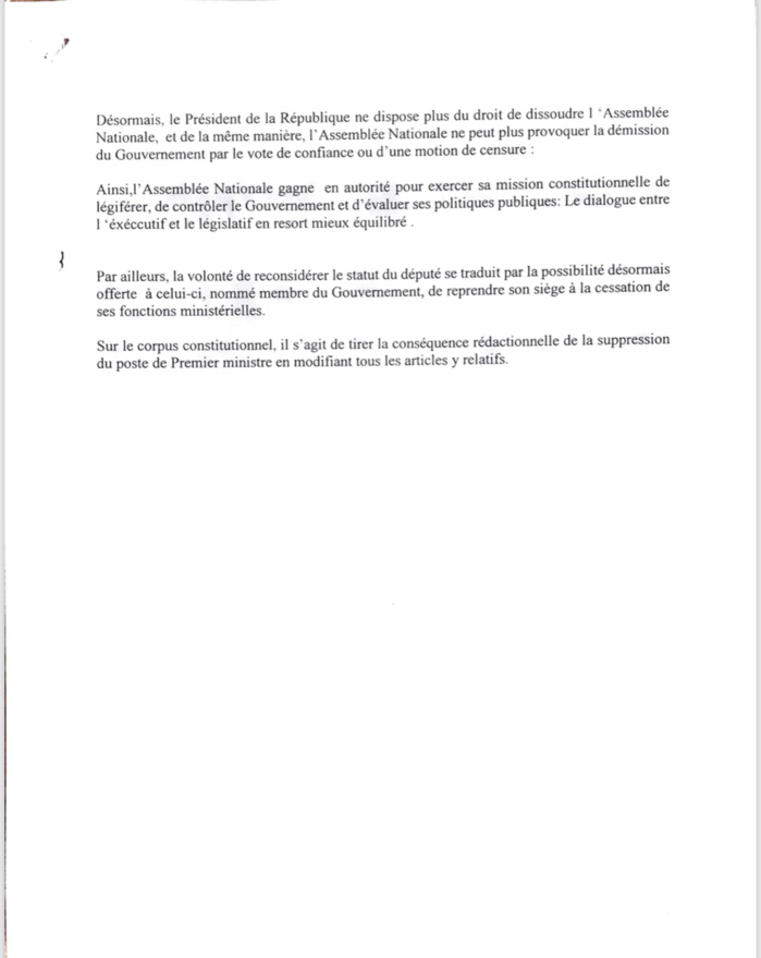 Projet de loi portant révision de la Constitution: Voici ce qui doit changer