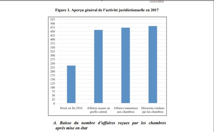 Rapport 2017: la Cour suprême a rendu 482 décisions dont 18 par les Chambres réunies