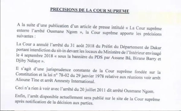 Annulation de l’arrêté Ousmane Ngom : la Cour suprême dément l’information