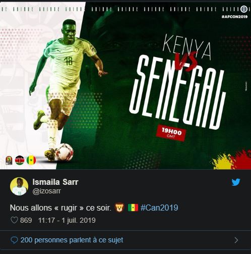 Jour de match – Sénégal vs Kenya : Ismaïla Sarr « promet de rugir »…