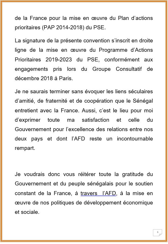 PHOTOS + DISCOURS : Cérémonie de signature de l'accord de financement du PADES, Etat du Sénégal / AFD