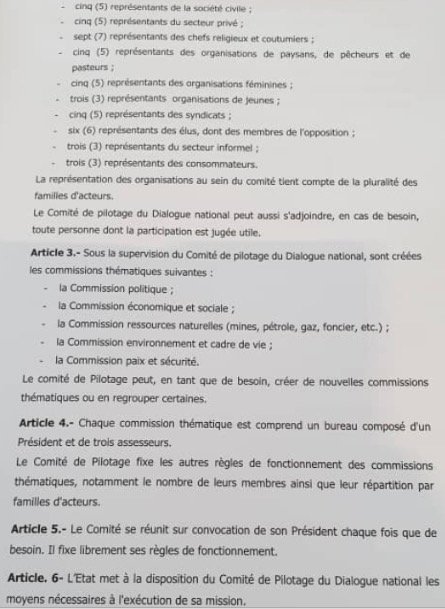 Dialogue national – Le document qui fixe tout