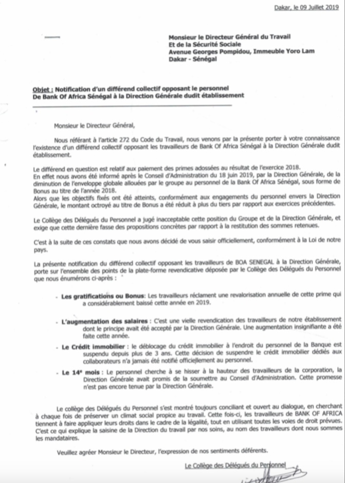 Réduction des primes: Les employés de la BOA comptent se faire entendre…
