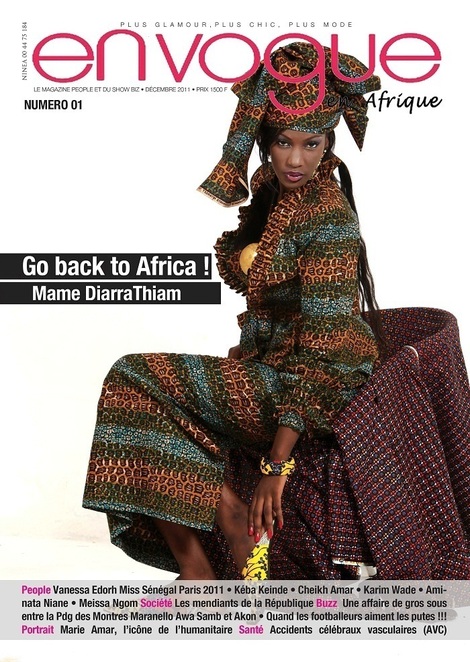 Mame Diarra Thiam à la une du nouveau magazine people glamour En Vogue l'Afrique lancé par Paco Jackson Thiam