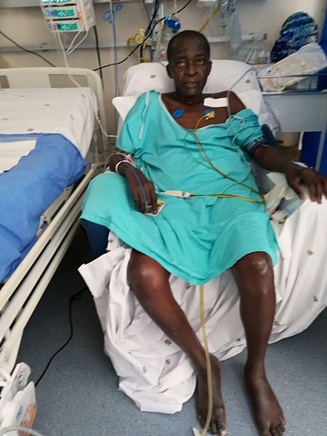 Le juge congolais Jacques Mbuyi pendant son hospitalisation en Afrique du Sud. © DR