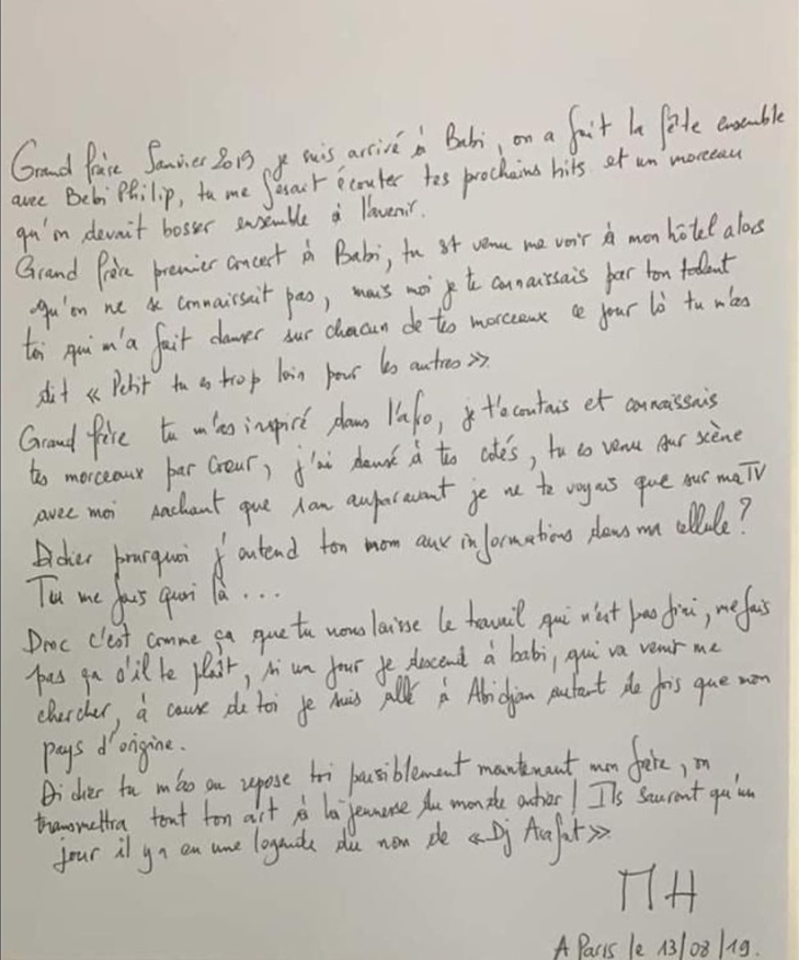 Rappel à Dieu de DJ Arafat: La lettre poignante de MHD depuis sa cellule, fait pleurer Rappel à Dieu de DJ Arafat: La lettre poignante de MHD depuis sa cellule, fait pleurer