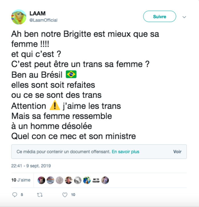 Le message très maladroit de Lââm pour défendre Brigitte Macron contre les attaques de Jair Bolsonaro Le message très maladroit de Lââm pour défendre Brigitte Macron contre les attaques de Jair Bolsonaro