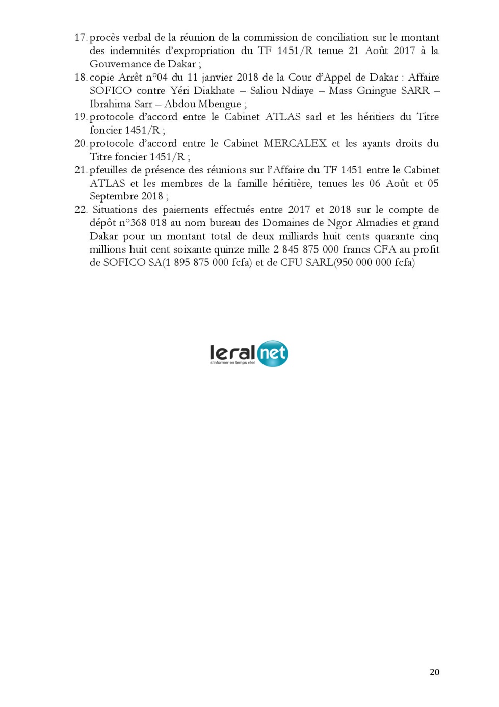 Voici le résumé du rapport de la Commission d'enquête portant sur l'affaire des 94 milliards
