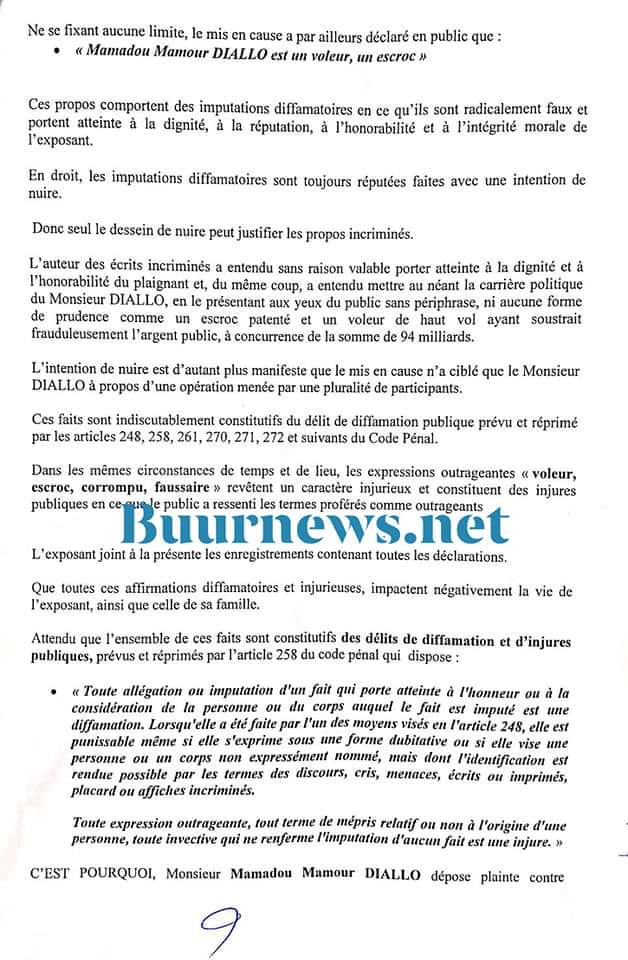 C'est fait !!! Mamour Diallo a déposé sa plainte pour diffamation et injures publiques contre Sonko
