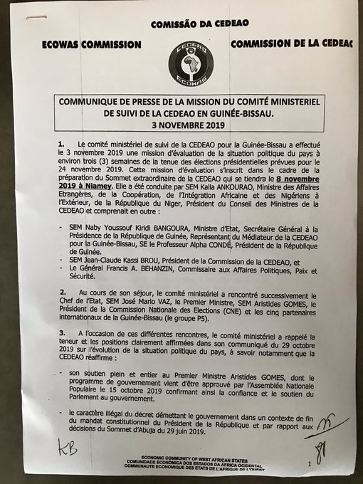 La CEDEAO convoque un sommet extraordinaire sur la crise politique à Bissau