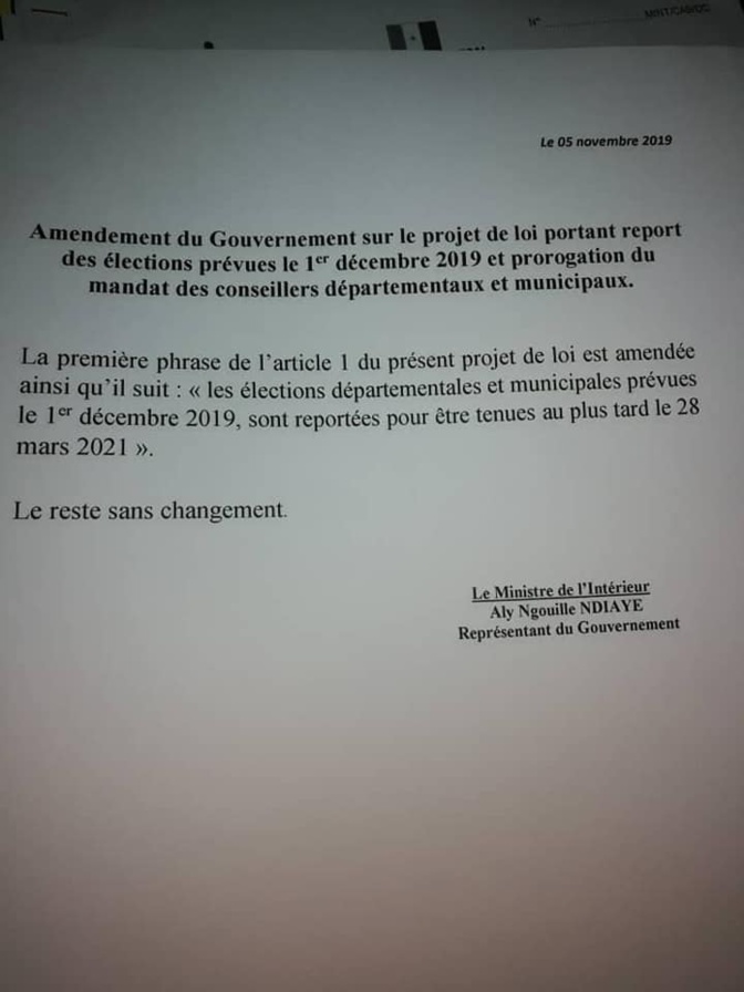 Elections Locales : Aly Ngouille Ndiaye retient le mois de mars 2021 Elections Locales : Aly Ngouille Ndiaye retient le mois de mars 2021