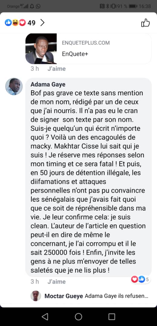 «JE L’AI CORROMPU… »  «Ino» Gaye, un corrupteur qui s’assume