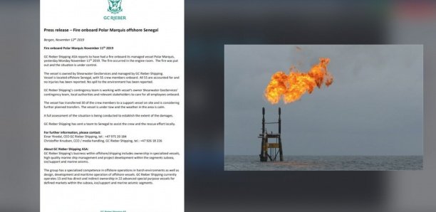 [Document] Pétrole et gaz: Un navire de sismique prend feu au large du Sénégal