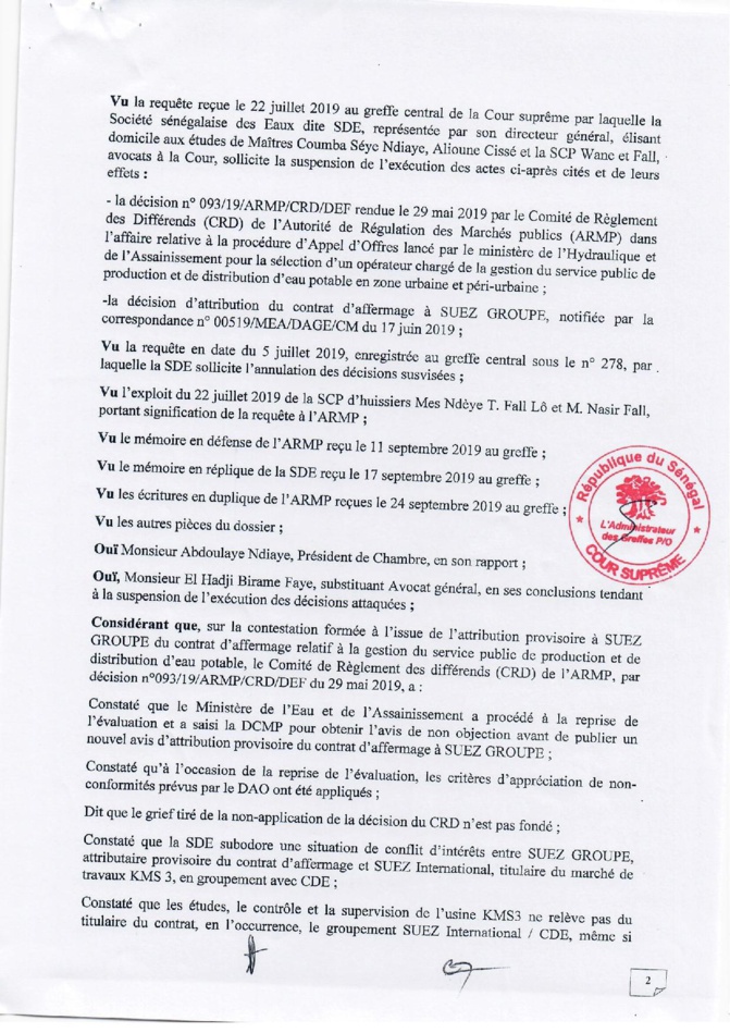 Contrat d’affermage de l’eau: Le Dg de l’Armp rétablit la vérité sur les prix proposés par la SDE et Suez