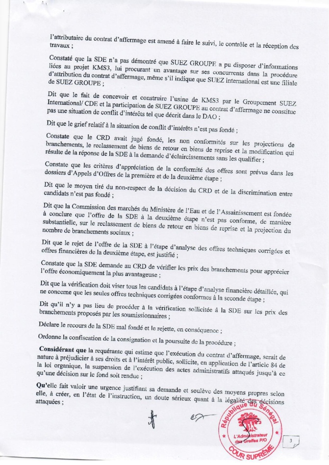 Contrat d’affermage de l’eau: Le Dg de l’Armp rétablit la vérité sur les prix proposés par la SDE et Suez