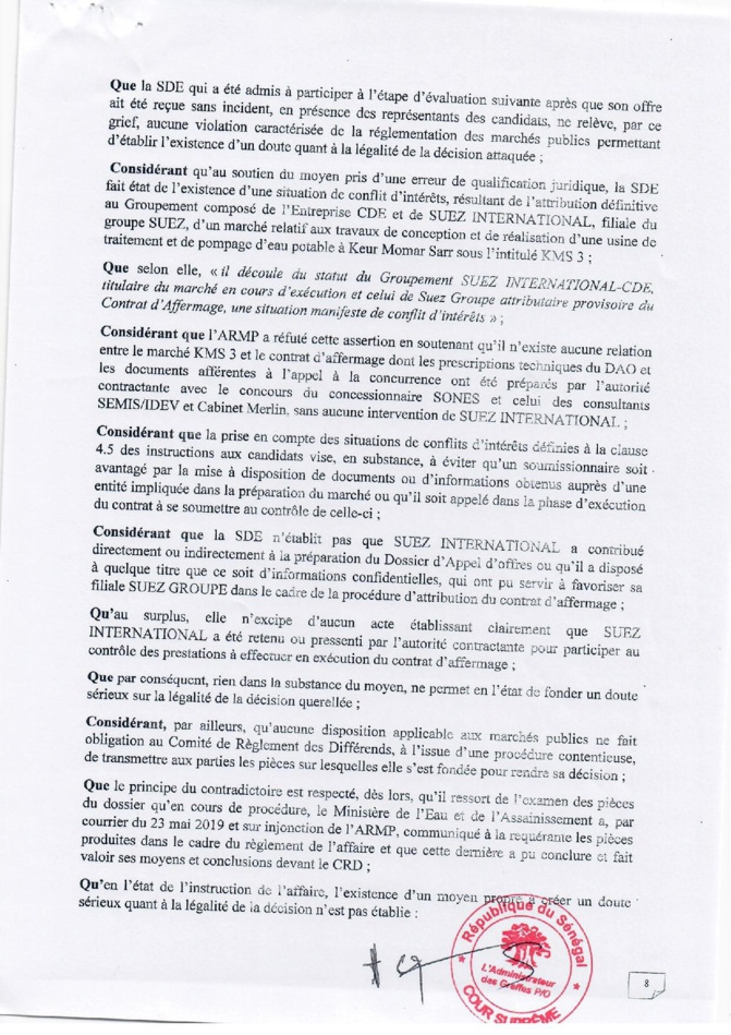 Contrat d’affermage de l’eau: Le Dg de l’Armp rétablit la vérité sur les prix proposés par la SDE et Suez