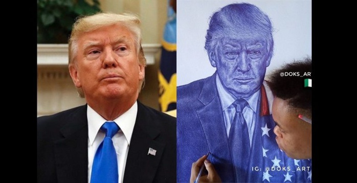 «N’abandonne jamais ton rêve», le président Trump au jeune Nigérian qui a dessiné son portrait